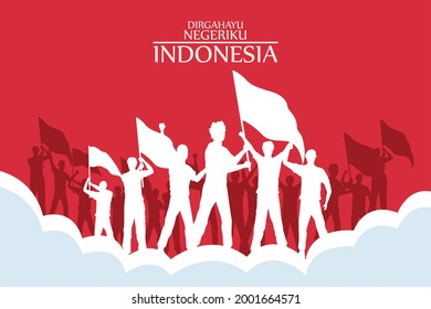 merdeka indonesia postcard celebration icon