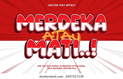 Merdeka es un efecto de texto de Vector editable del día de la independencia indonesia