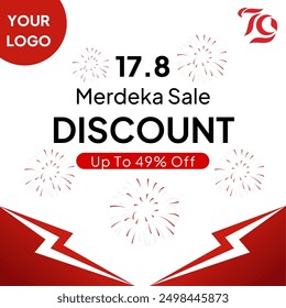 Merdeka Sale Discount design feed social media.