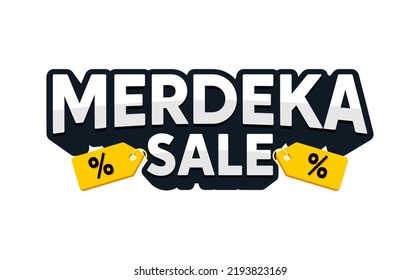 Merdeka Sale (Independence Sale) Indonesia and Malaysia Independence Sale Day Promo Banner, Discount 3D Text Tittle.Suitable for Flyer, Poster and Social Media Post Template