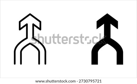 Merge arrow linear icon set. Upward arrow. vector illustration on white background