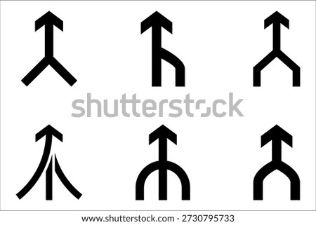 Merge arrow linear icon set. Upward arrow. vector illustration on white background