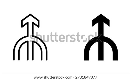 Merge arrow linear icon set. Upward arrow. vector illustration on white background