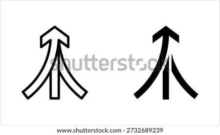 Merge arrow linear icon set. Upward arrow. vector illustration on white background