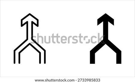 Merge arrow linear icon set. Upward arrow. vector illustration on white background