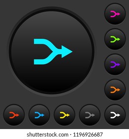 Merge arrows dark push buttons with vivid color icons on dark grey background