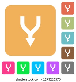 Merge arrows down flat icons on rounded square vivid color backgrounds.