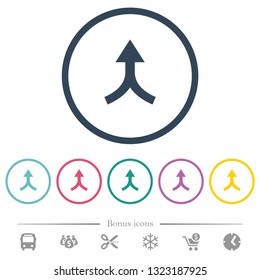 Merge arrows up flat color icons in round outlines. 6 bonus icons included.