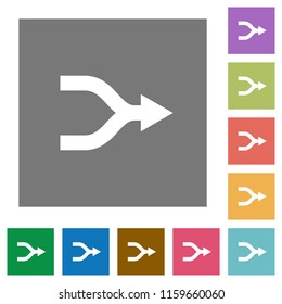 Merge Arrows Flat Icons On Simple Color Square Backgrounds