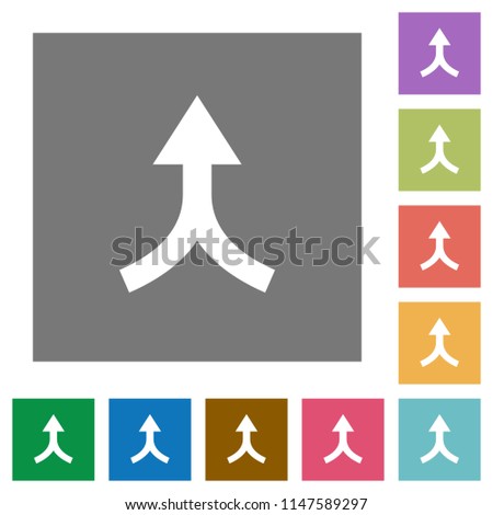 Merge arrows up flat icons on simple color square backgrounds