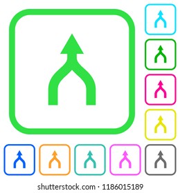 Merge arrows up vivid colored flat icons in curved borders on white background