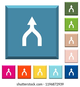 Merge arrows up white icons on edged square buttons in various trendy colors