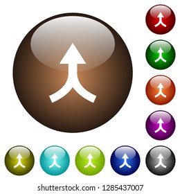 Merge arrows up white icons on round color glass buttons