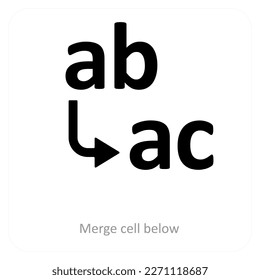 merge cell below icon concept