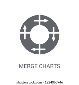 Merge charts icon. Trendy Merge charts logo concept on white background from Business and analytics collection. Suitable for use on web apps, mobile apps and print media.