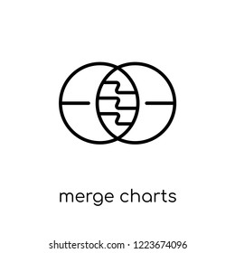 Merge charts icon. Trendy modern flat linear vector Merge charts icon on white background from thin line Business and analytics collection, editable outline stroke vector illustration