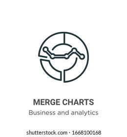 Merge charts outline vector icon. Thin line black merge charts icon, flat vector simple element illustration from editable business and analytics concept isolated stroke on white background