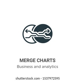 Merge charts vector icon on white background. Flat vector merge charts icon symbol sign from modern business and analytics collection for mobile concept and web apps design.