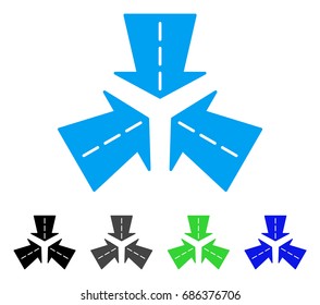 Merge Directions flat vector icon. Colored merge directions gray, black, blue, green icon variants. Flat icon style for graphic design.