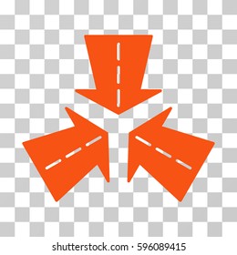 Merge Directions icon. Vector illustration style is flat iconic symbol, orange color, transparent background. Designed for web and software interfaces.