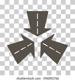 Merge Directions icon. Vector illustration style is flat iconic symbol, grey color, transparent background. Designed for web and software interfaces.