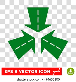 Merge Directions round icon. Vector EPS illustration style is flat iconic symbol, green color, transparent background.