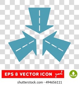 Merge Directions round icon. Vector EPS illustration style is flat iconic symbol, cyan color, transparent background.