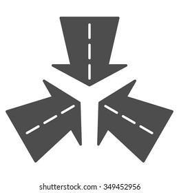 Merge Directions vector icon. Style is flat symbol, gray color, rounded angles, white background.