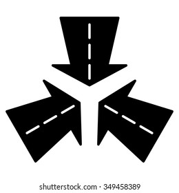 Merge Directions vector icon. Style is flat symbol, black color, rounded angles, white background.