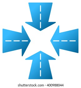 Merge Directions vector toolbar icon for software design. Style is a gradient icon symbol on a white background.