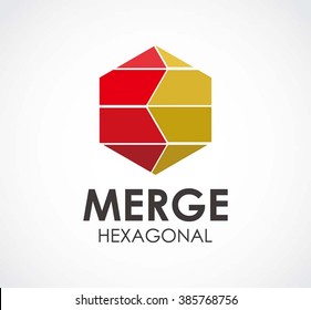 Merge Hexagonal Of Connection Abstract Vector And Logo Design Or Template Rectangle Group Business Icon Of Company Identity Symbol Concept