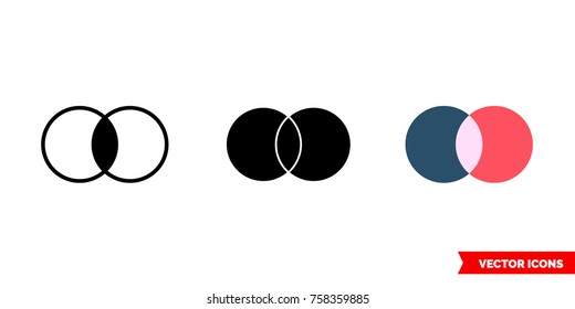 Merge icon of 3 types: color, black and white, outline. Isolated vector sign symbol.