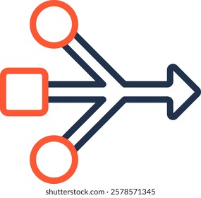 Merge Icon Color Line Vector Illustration
