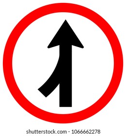 Merge Join Way Left Traffic Road Sign, Vector Illustration, Isolate On White Background Label. EPS10