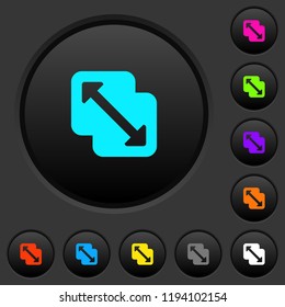 Merge shapes dark push buttons with vivid color icons on dark grey background