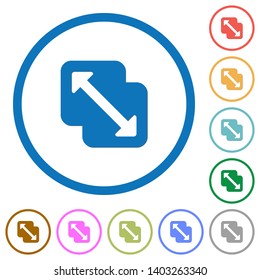 Merge shapes flat color vector icons with shadows in round outlines on white background