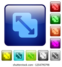 Merge shapes icons in rounded square color glossy button set