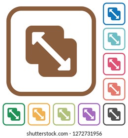 Merge shapes simple icons in color rounded square frames on white background