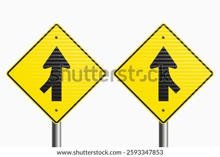 Merge Signs: vector illustration of traffic signs signaling right and left merge