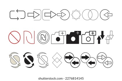 Merge, swap, camera plus icon set .style design isolated on white background
