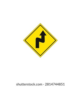 Merge Traffic Warning Sign Isolated – Lane Merge Road Symbol Vector