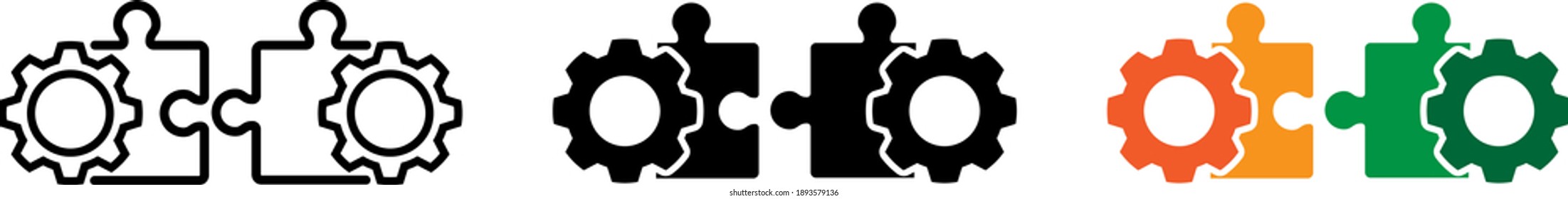 Merge Two puzzle to one icon , vector illustration