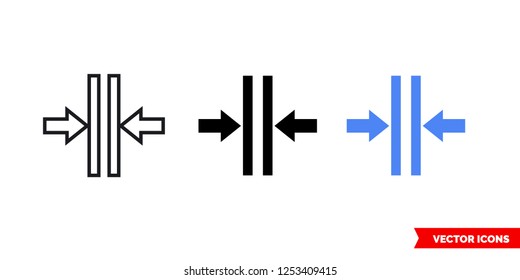Merge vertical icon of 3 types: color, black and white, outline. Isolated vector sign symbol.