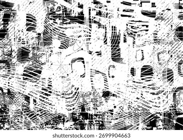Merged grunge texture overlay with rough halftone details , lines for creative backgrounds and professional design projects useful for packaging, posters and modern digital layouts.