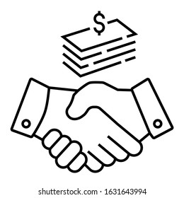 Merger and Acquisition Buying Successful Concept, Business Deal Close Gesture on White background, Handshake and Currency Vector Icon Design