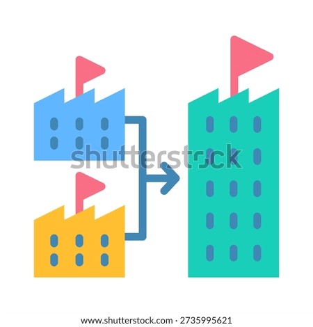 Merger And Acquisition Icon - Flat Color Icons For Accounting and Business