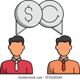 Merger and Acquisition negotiation Concept, Two Businessman bargaining on possible Consolidation stock, M and A Vector Color Icon Design, Corporate finance sign,  Bargain illustration 