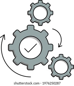 Merger and Acquisition Takeover Execution Process Concept vector Color Icon design, M and A Symbol on white background, Corporate finance sign, 3 gears work together sotck illustration
