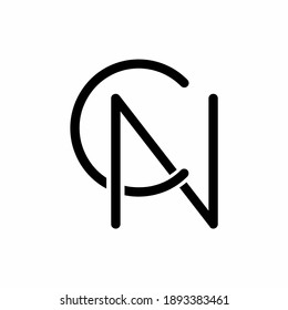 Fusión de la plantilla del logotipo del vector de la letra inicial de la CN