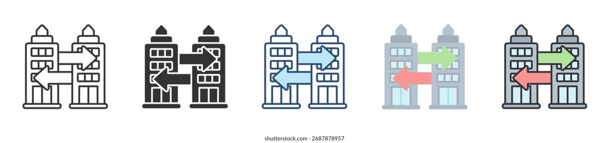 Merger Icon Set Multiple Style Collection